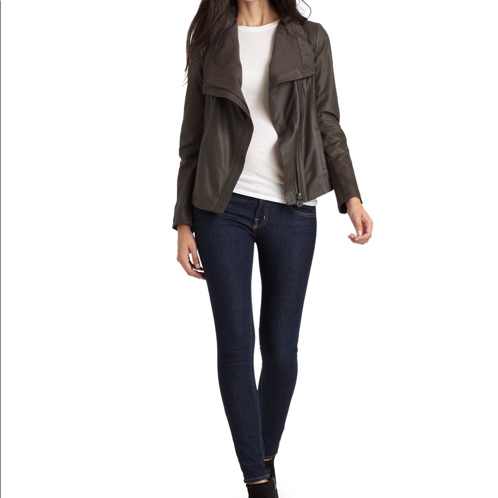 Elie Tahari Virginia Asymmetrical Leather Jacket